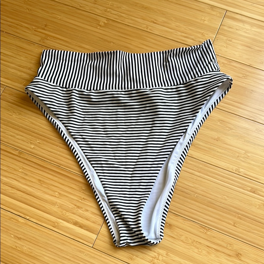 Aerie Striped High cut cheeky Bikini Bottom